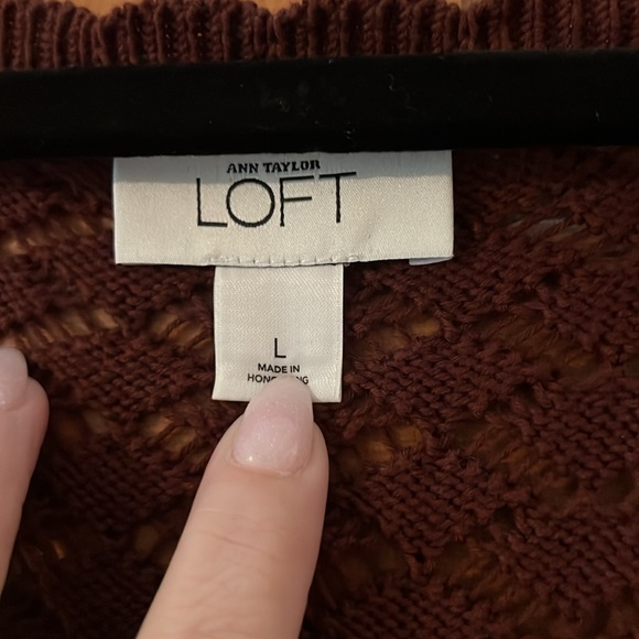 Women's Size Large LOFT Knit Tunic Sweater Eggplant/Maroon - Picture 2 of 7